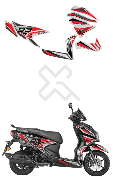 Crimson Edition Full Body Sticker for Ray ZR 125 | Made in Premium Gloss Vinyl with FPF (Fade Protection Film), Waterproof, Precut Sticker, Pack of 1 for Both Side